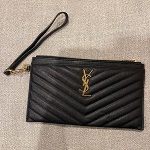 Monogram large leather pouch